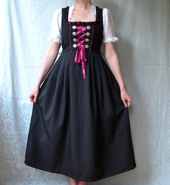 Long Dirndl dress in black colour Long maxi Dirndl, vintage dirndl Oktoberfest