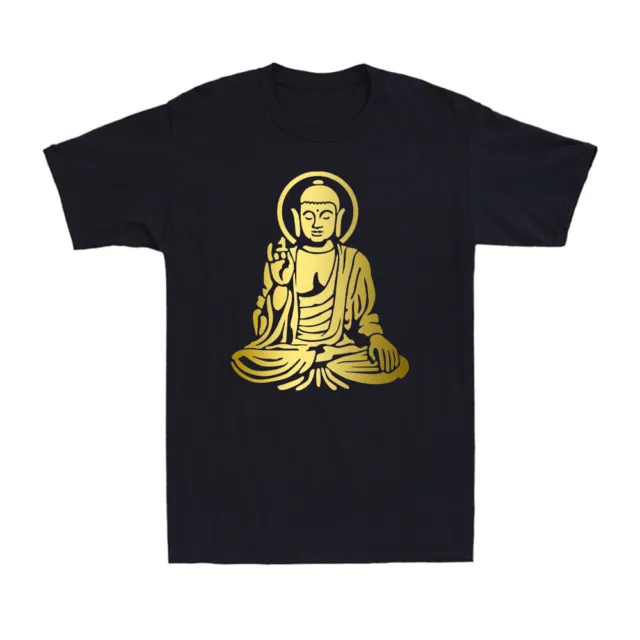 Buddha Statue Buddhism Golden Print Novelty Men's Short Sleeve T-Shirt