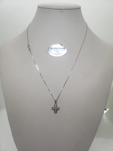 Collier Or 18 Carats Plaqué Avec Pendentif Zircon Blanc - Longueur 40 Cm - Cadeau Idéal