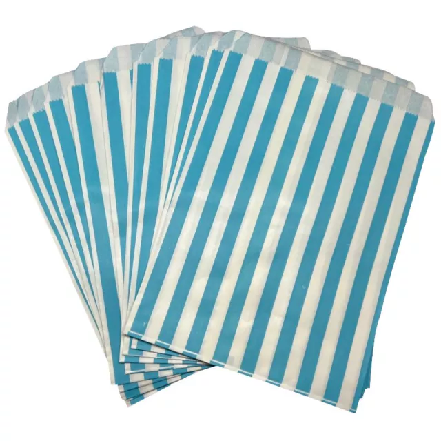 Small Paper Gift Bags x 24 Blue Striped Loot Lolly Candy Buffet Party Favours