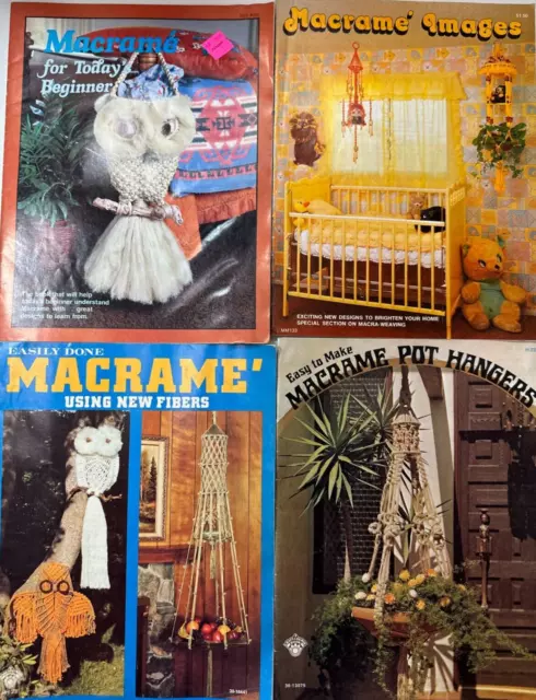 1970s MACRAME Booklets Beginner Instruction x 4 Plant Hangers Wall Art DECOR PB