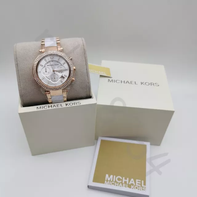 New Michael Kors MK5774 Parker Two Tone Stainless Steel Chronograp Women's Watch