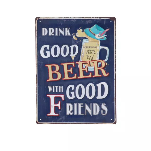 Placa en Lata para BAR Pub para Colgar Con Escritura Good Beer Y Good Friends