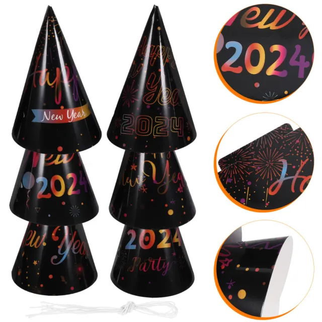 6 pezzi cappello conico Buon Anno Capodanno decorazione carta leggera