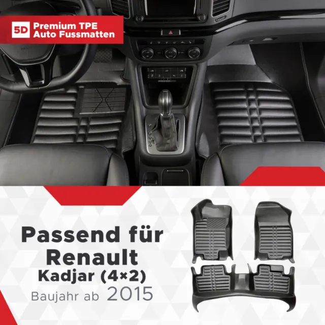 5D Premium Auto Fussmatten TPE Set passend für Renault Kadjar (4x2) Baujahr a...