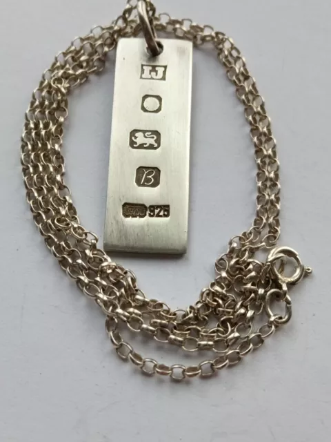 Hallmarked Bullion Bar Necklace ingot Pendant Sterling Silver 925