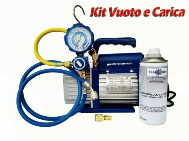 Kit2 Carica E Vuoto Pompa 42 Lt Manometro Ricariche Gas R410 R32 Condizionatore