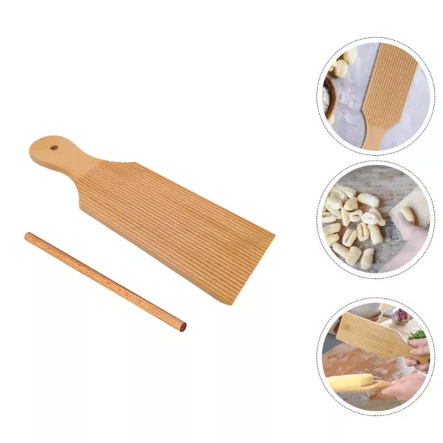1 juego de caña rodante de cocina fabricante de gnochi tablero de pasta de madera molde en forma de rayas