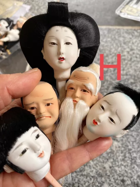 Rare Handmade Vintage Japanese Doll Head X 5 pc … Samurai And Geisha