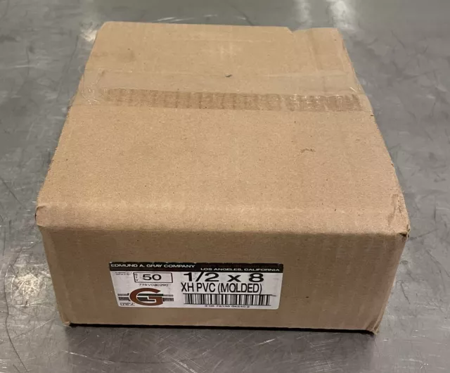 PVC Nipple Threaded 1/2” X 8” 50 PACK Edmund A Gray 775V040290 NEW! SHIPS FREE