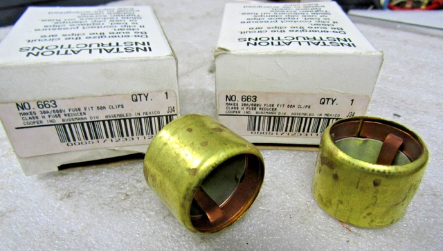 ✌ 2) New Buss 663 Reducer 30A/600V Fuse Fit 60 Amp Clip Lot Of 2 Sets