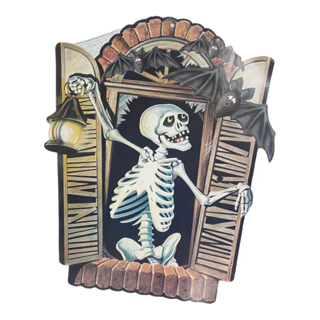 VTG Beistle Halloween Skeleton Bat Diecut - 1983 15.5" - Double Sided Decoration