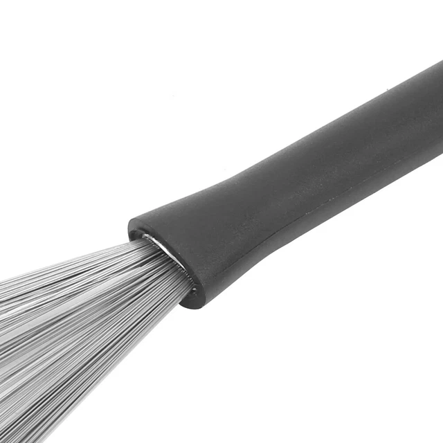 2x Drum Brush Rubber Stainless Steel Wire Retractable Jazz Percussion ZOK