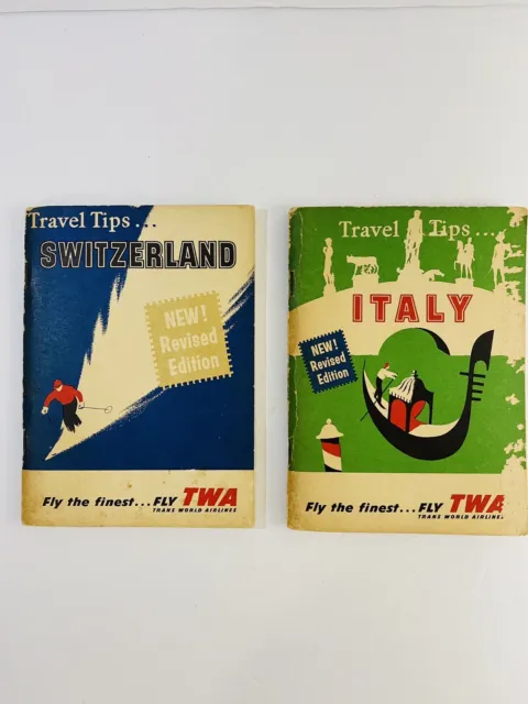 TWA Travel Tips Italy & Switzerland 1958 TWA Trans world Airline Booklets