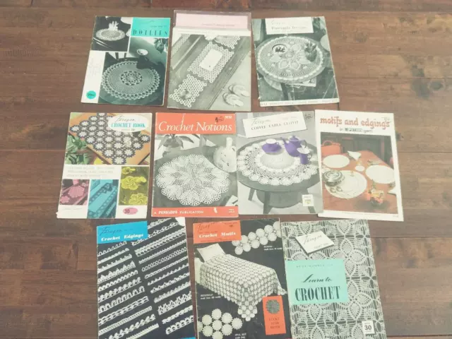 10 X Crochet Books Paragon, Patons, Coats Doilies, Motifs, Edgings, Tablecloth