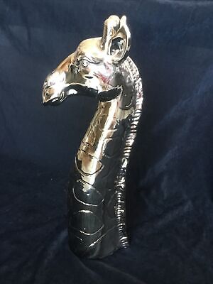 Metallic  Silver Ceramic  Giraffe Head Sculpture Statue Figure 18" tall