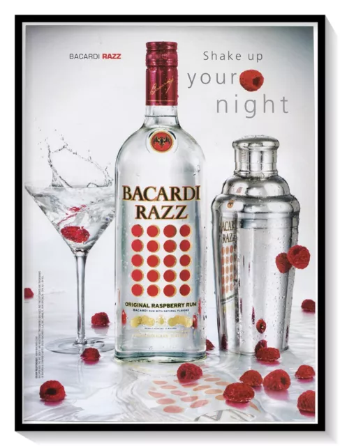 Bacardi Razz Raspberry Rum Shake Up Your Night Vintage 2003 Print Magazine Ad