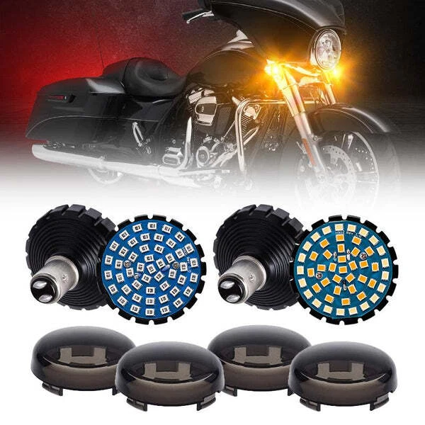 2" 1157 LED Rear And Front Turn Signal Lights Inserts Fit For Harley Road Glide