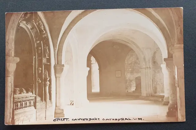 Unposted Vintage Postcard - The Crypt, Canterbury Cathedral  (b)