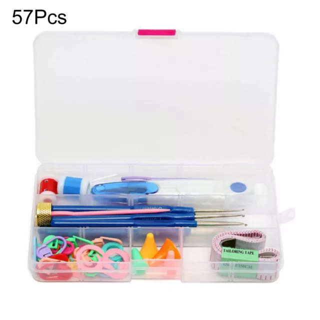 57Pcs Portable Colorful Crochet Hooks Needles Set Crafts DIY Knitting Tools 32