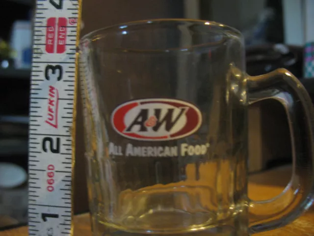 Vintage A&W Logo "All American Food" Heavy Glass AW Root Beer Mug 3 -3 /16"