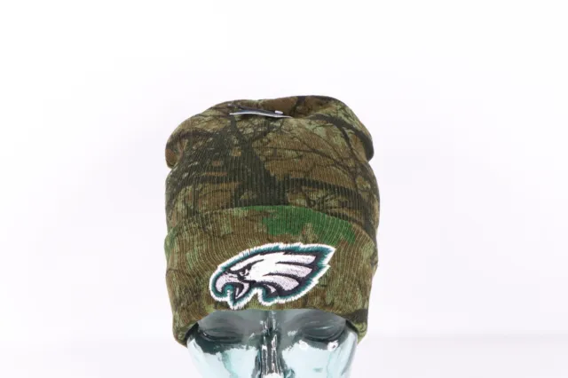 NOS Vintage Philadelphia Eagles Football Camouflage Knit Beanie Hat Cap Green