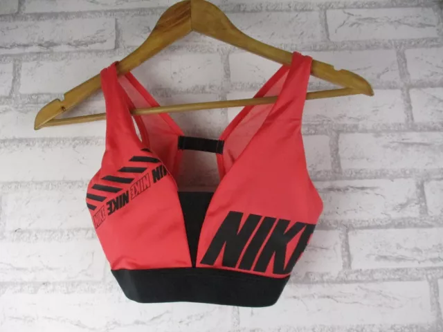 Nike womens crop top bra activewear workout peach black logo S, 10