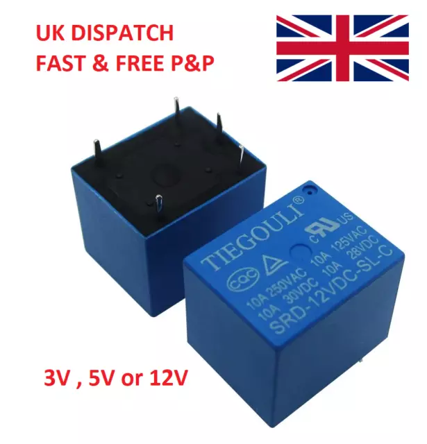 3V 5V  12V Relay SPDT Mini PCB 5 Pin Packs of 1, 2, 5 or 10 - Free Postage