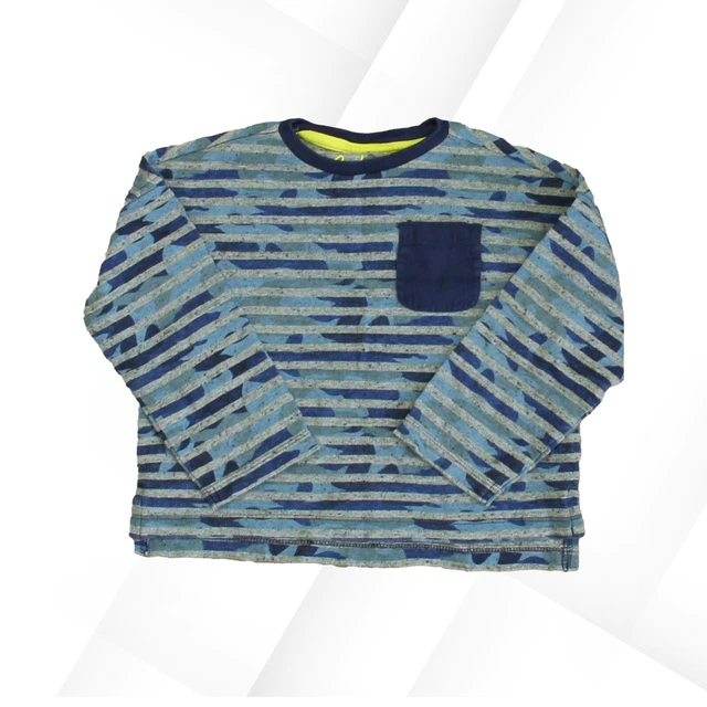 Mini Boden Kid's Stripe Breton Top In Blue/Grey -Slightly Imperfect