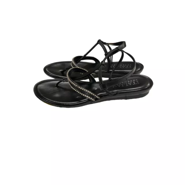 Italian Shoemakers Women’s Black Rhinestone Sandal Size 9 (853)