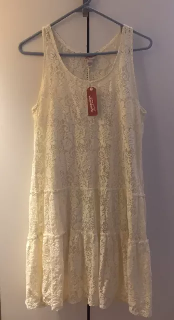 Arizona Jean Co. Medium Ivory Lace Sleeveless Dress New With Tags