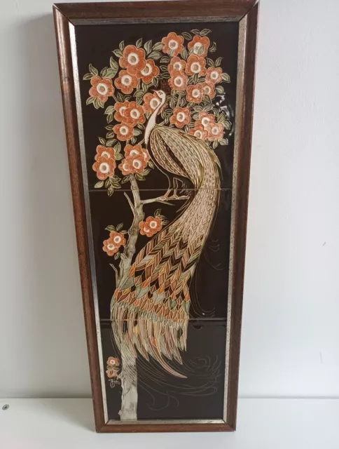 Maw & Co Ltd, Peacock Highgate Tile Work Tunstall Majolica Hand  Painting Framed