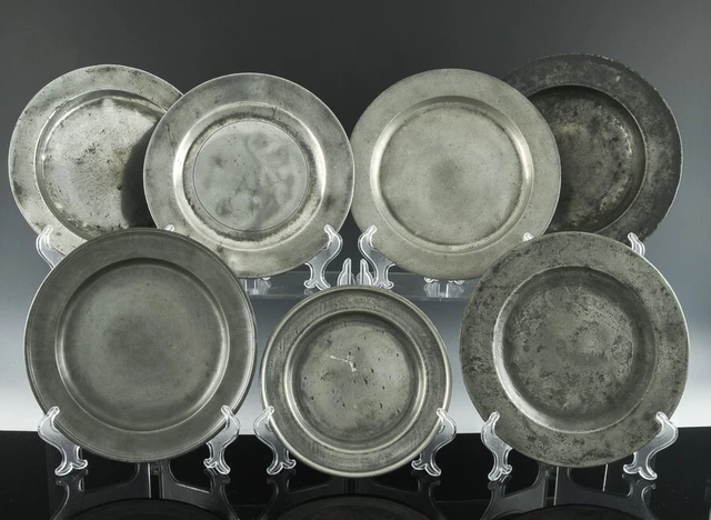 Large Estate Lot 18Th/19Th Century Georgian English Pewter Charger Plates Marked