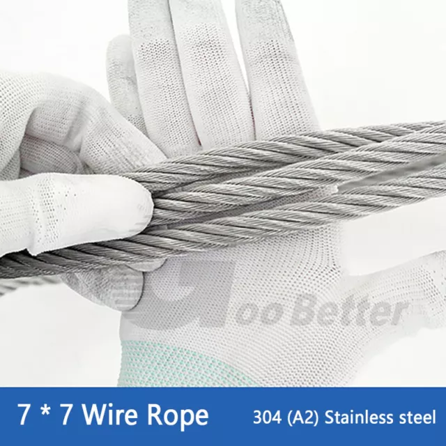 7x7 Structural A2 (304) Stainless Steel Wire Rope High Toughness 0.3mm - 4mm