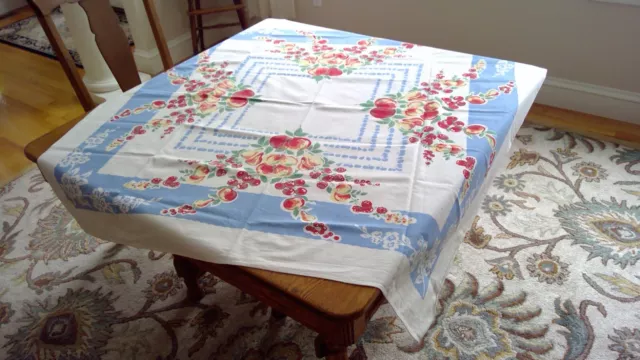 Hand Printed Unusual Fruit Spray Tablecloth 50.5" x 48.5"