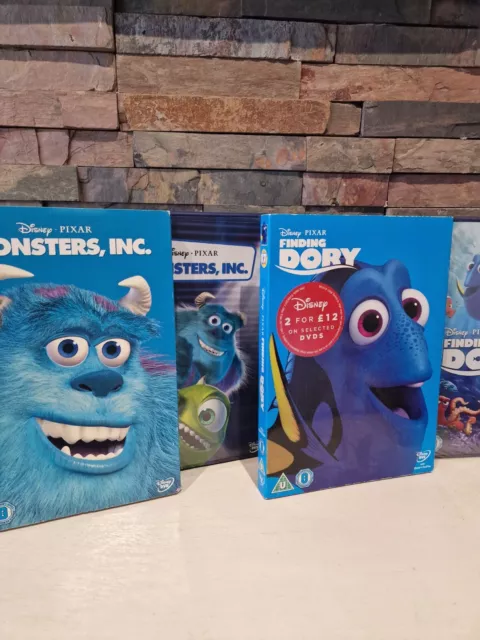 Disney Pixar Finding Dory & Monsters Inc DVD - UK with Collectible Sleeves.