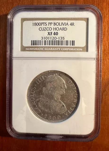 Bolivia Spanish Colonial Charles Iv  1800-Pp  4 Reales Coin, Certified Ngc Xf40