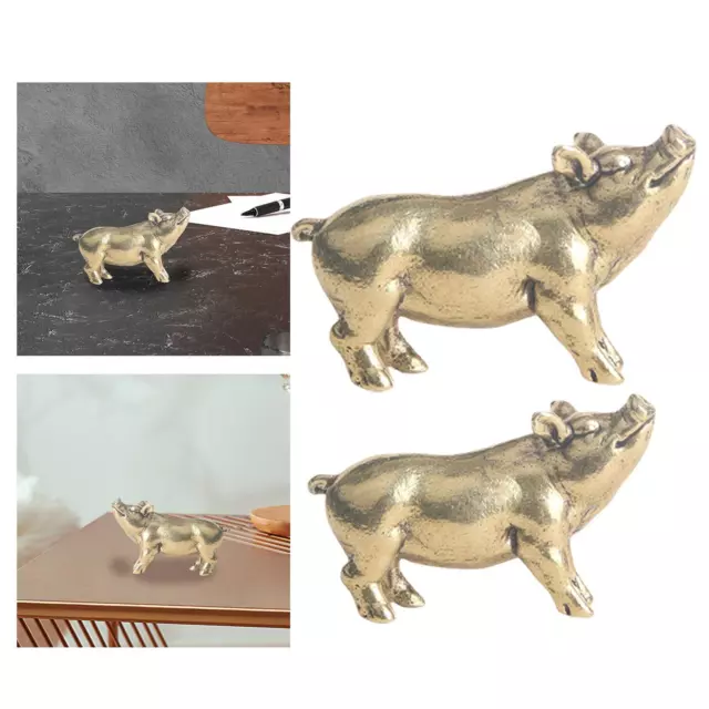 Statue de cochon en laiton, Figurine d'animal de compagnie de thé Kung Fu,