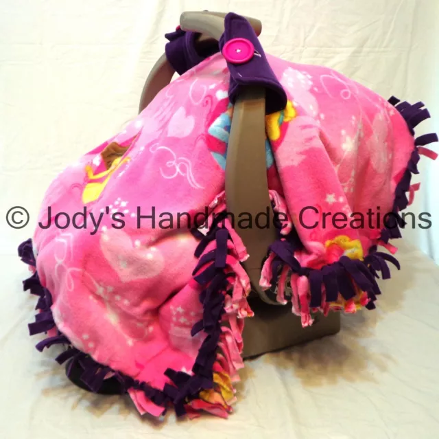Disney Princess/ Purple Fleece Infant/ Baby Car Seat Canopy/ Tent/Cover Handmade