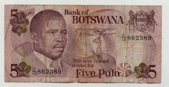 Botswana 5 Pula 1922 Pick 8 C Look Scans