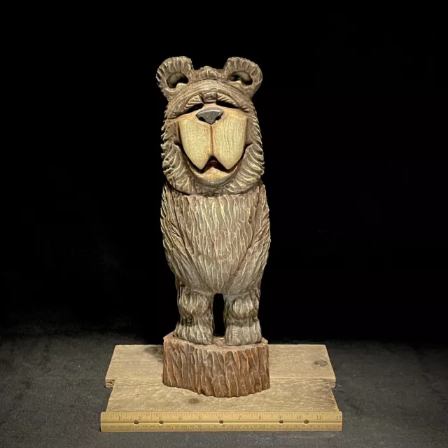 Wood Carving 17.5” Happy Bear Folk Art Chainsaw Carving