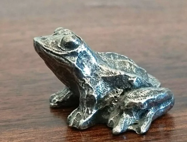 Figurine étain Michel LAUDE: GRENOUILLE ETAIN MASSIF (XXeme signé) 2