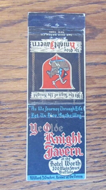 BUFFALO, NEW YORK MATCHBOOK COVER: YE OLDE KNIGHT TAVERN 1930s MATCHCOVER -C