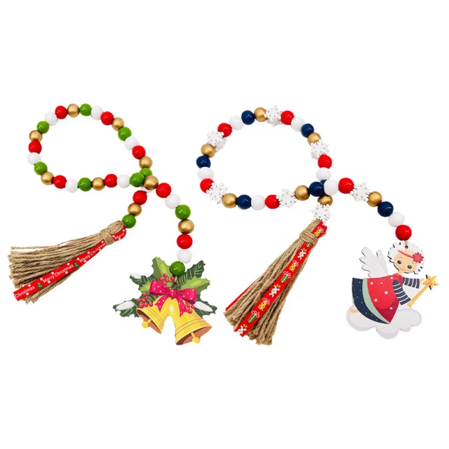 2pcs christmas tree ornaments Bunte Seil Rustikalen Perle Anhänger Ornament Holz
