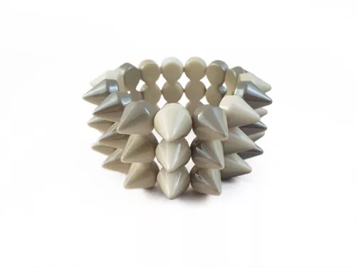 Creamy Silver Cyber Spike Bracelet Spiked Studded Rock Goth Punk Emo Candy Rave