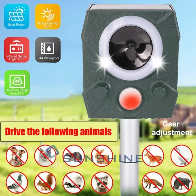 Ultrasonic Sound Pest Repellent Control Solar Wild Animal Repeller Motion Sensor