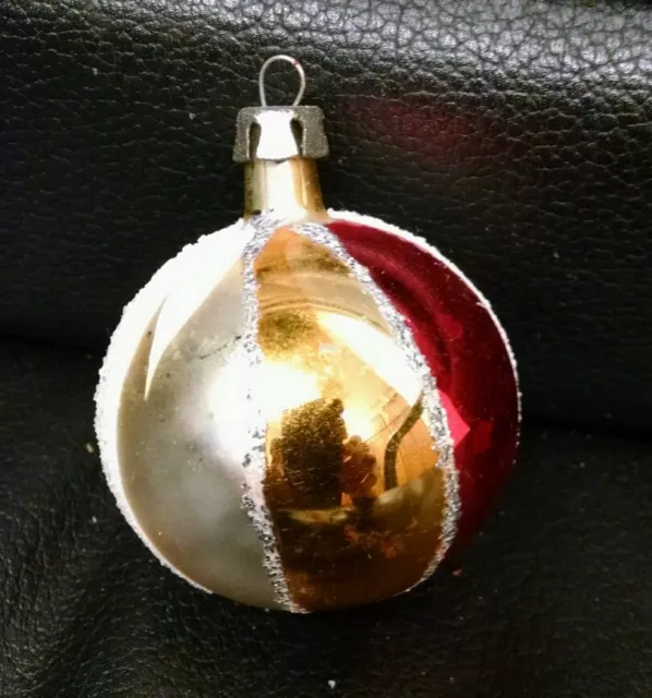 Vintage Antique Mercury Glass Christmas Ornament, Beach Ball Look, Nice!