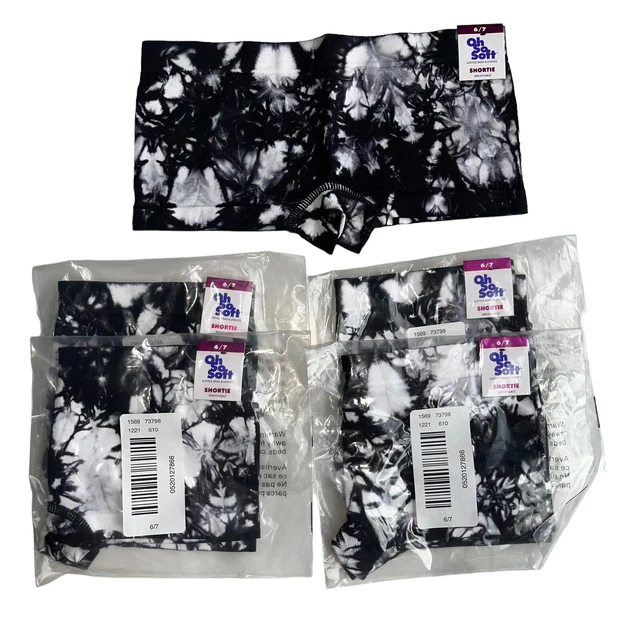 Justice Girls Size 6-7 Panties Boyshorts Underwear Lot Of 5 Pair Black White New