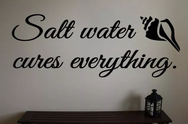 Salt Water Cures Everything Beach Shell Vinyl Wall Decor Quote Sticker Decal