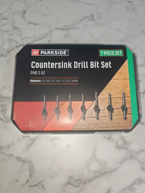 Parkside Countersink Specialised Drill Bit Set With Case New